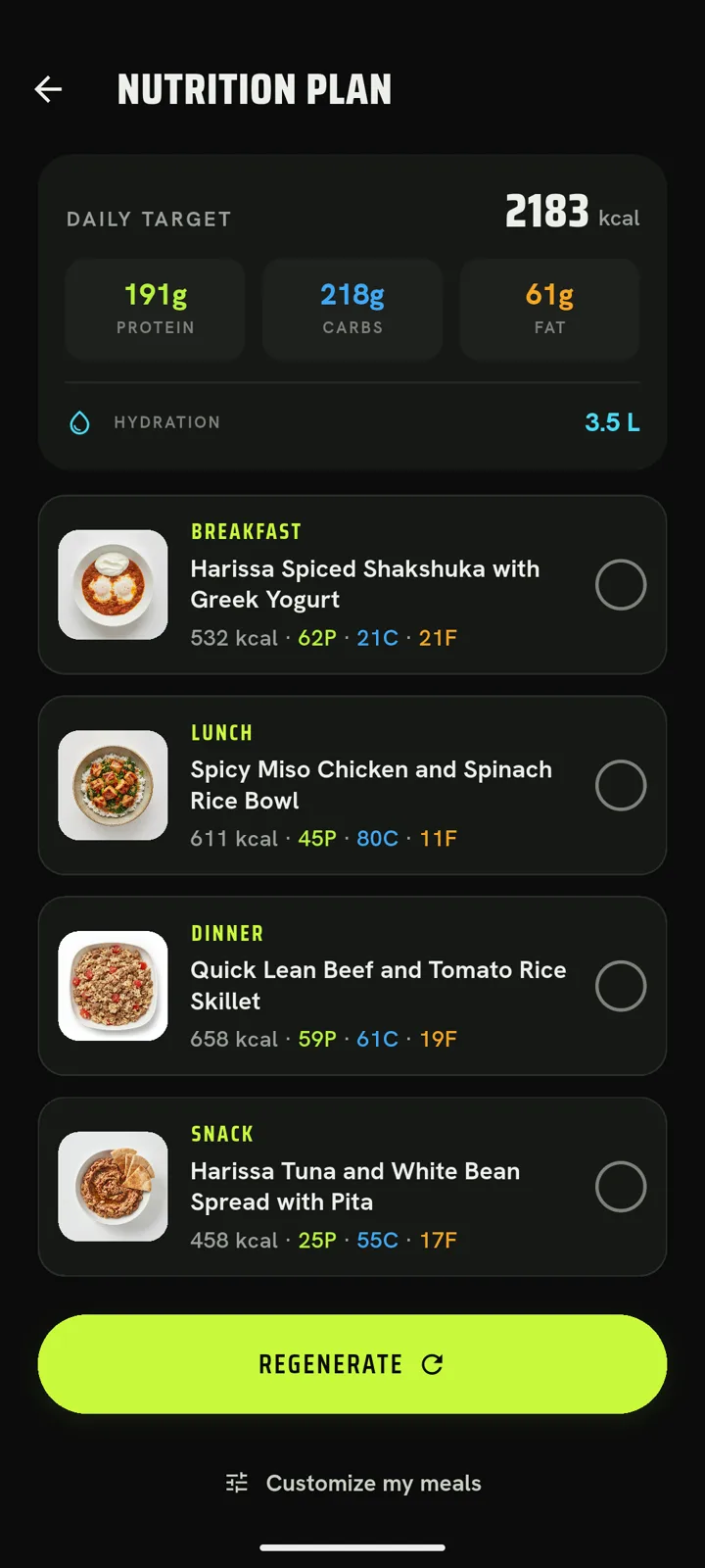 Varinus — meal-plan